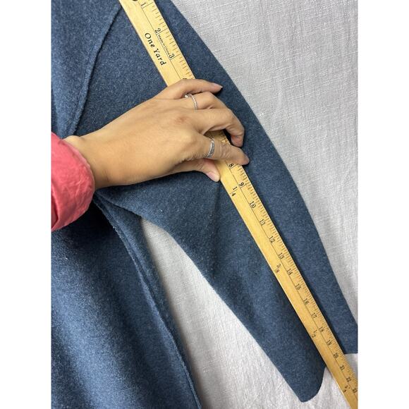 Beautiful Eileen Fisher Merino Wool Straight Long Cardigan Midnight Blue size L - Picture 7 of 7